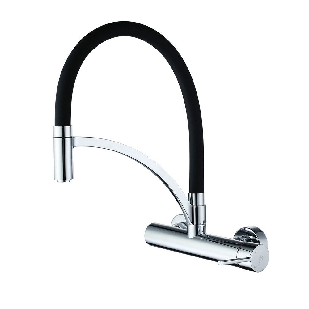 HOMELIVE Küchenarmatur Küche Wandmontage 180° drehbar Wand Spültischarmatur Wasserhahn (Wandarmatur Flexibel Ausziehbarer) Spültischarmatur für Küche Messing