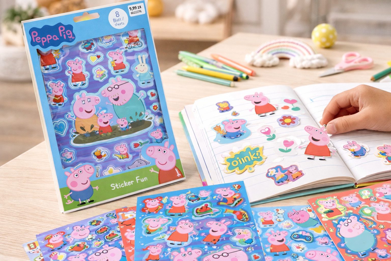 Peppa Pig Sticker Peppa Pig Sticker Aufkleber Buch Peppa Wutz,Georg Pig 8 Seiten, (Set 1-tlg), Großes Sticker-Set für Kinder – viele bunte Motive & Figuren
