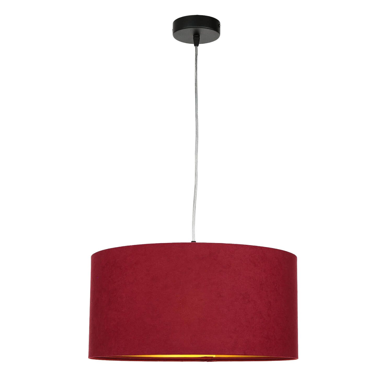 Licht-Erlebnisse Pendelleuchte AIMEE, ohne Leuchtmittel, Runde Pendelleuchte Rot Gold Schirm retro Wohnzimmer Hängelampe