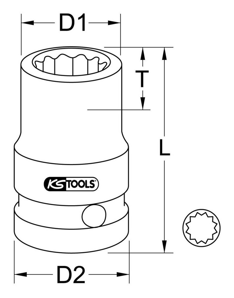 Thumbnail - KS Tools Stecknuss, 1/2" 12-kant-Kraft, kurz, 14 mm