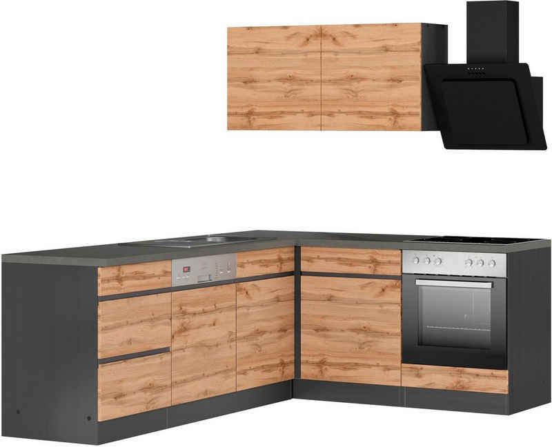 Kochstation Küche KS-Riesa, Stellbreite 240x180 cm, wahlweise mit oder ohne E-Geräte