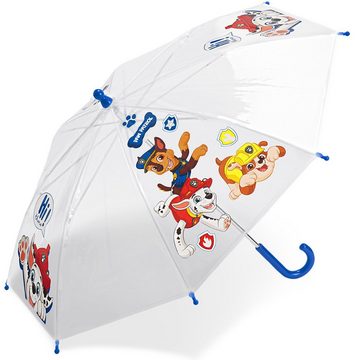 HAPPY RAIN Stockregenschirm Kinder-Stockschirm transparent durchsichtig, mit Paw Patrol Fellfreunde Motiven