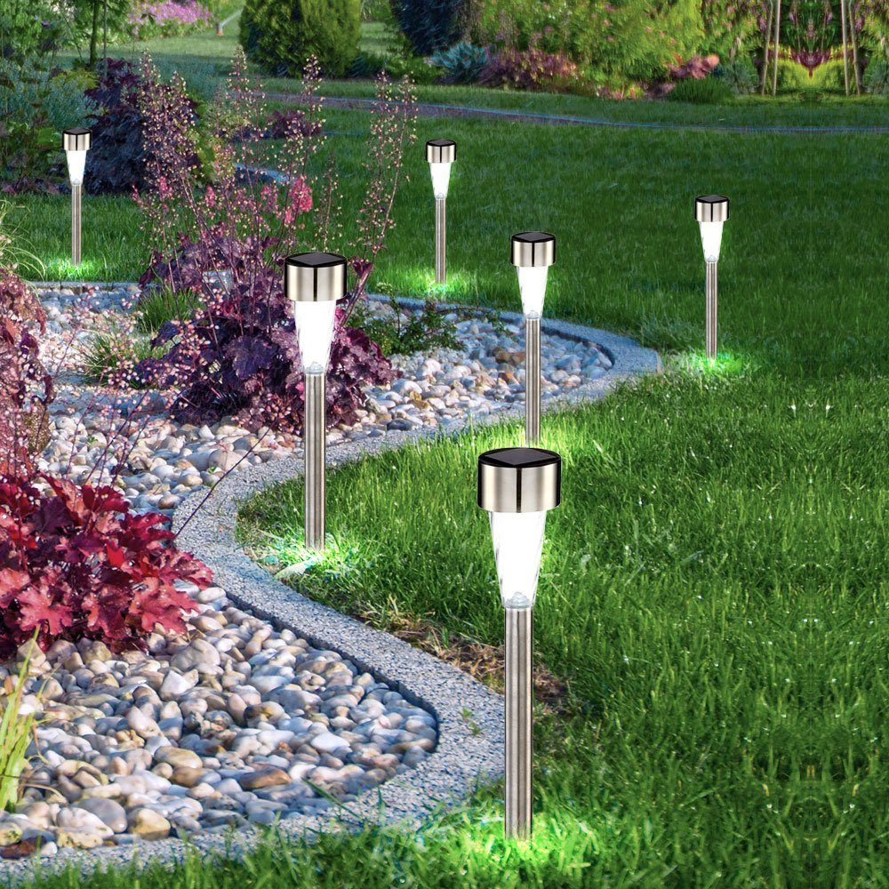 GLOBO LIGHTING LED Gartenleuchte, LED-Leuchtmittel fest verbaut, Warmweiß, 6er Set LED Solarleuchten Gartenleuchten IP44 Außenleuchten Lampen