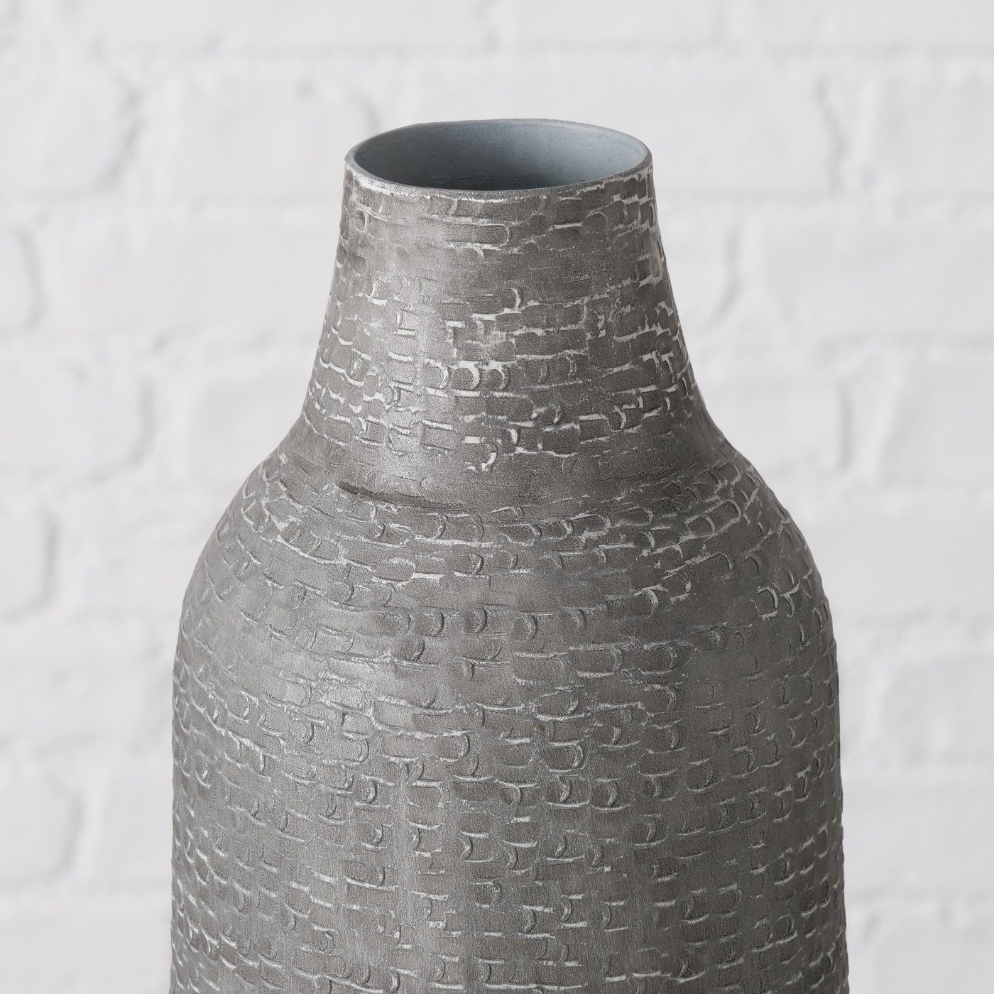 BOLTZE Bodenvase "Tanish" aus Metall in Vase Blumenvase hellgrau