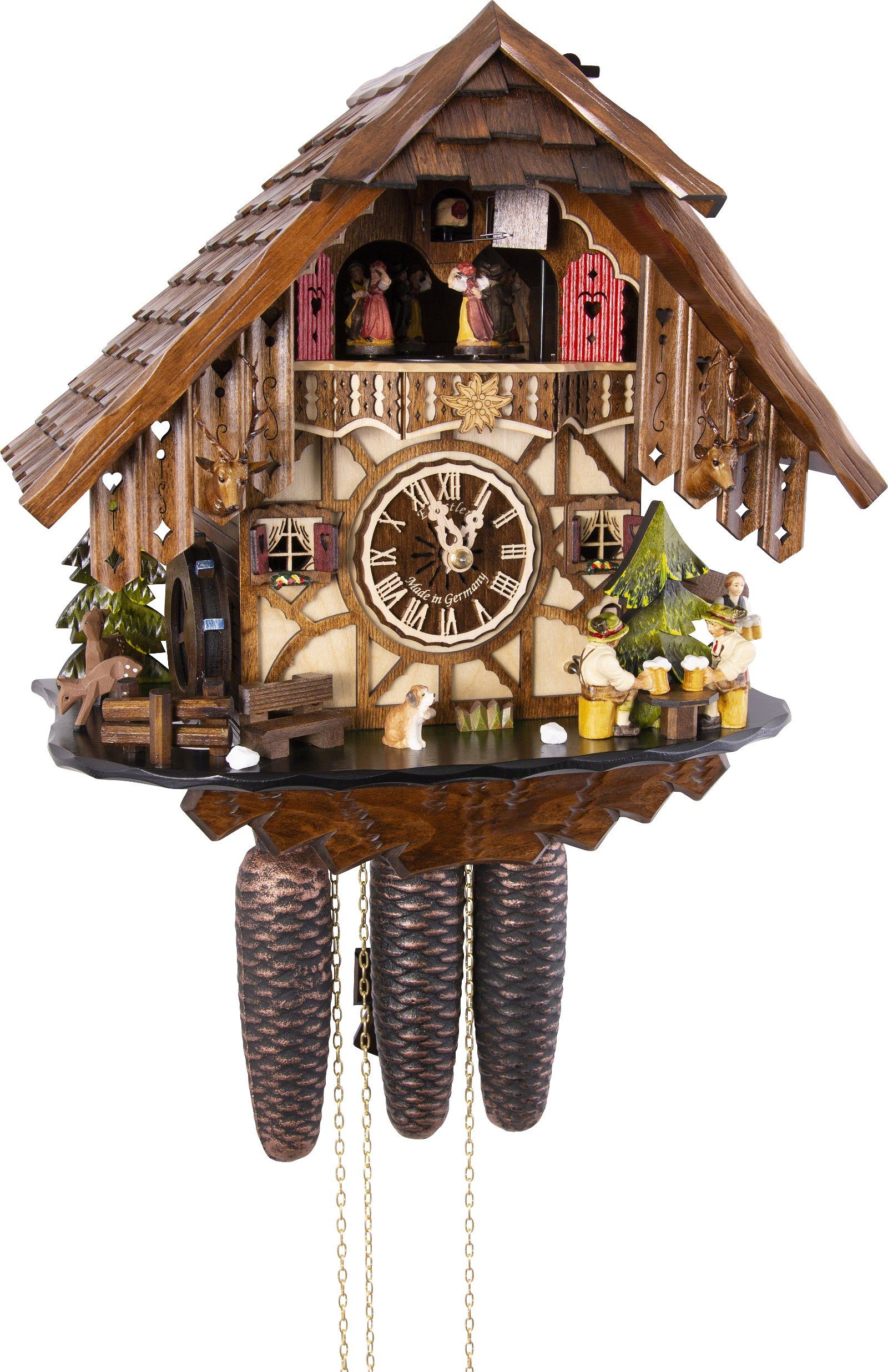 Engstler Wanduhr Kuckucksuhr Chalet-Stil 8-Tage-Uhrwerk 35cm von Engstler