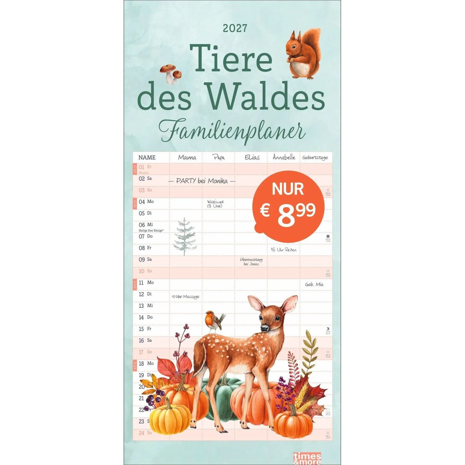 HEYE Wandkalender tm Tiere des Waldes Familienplaner 2027