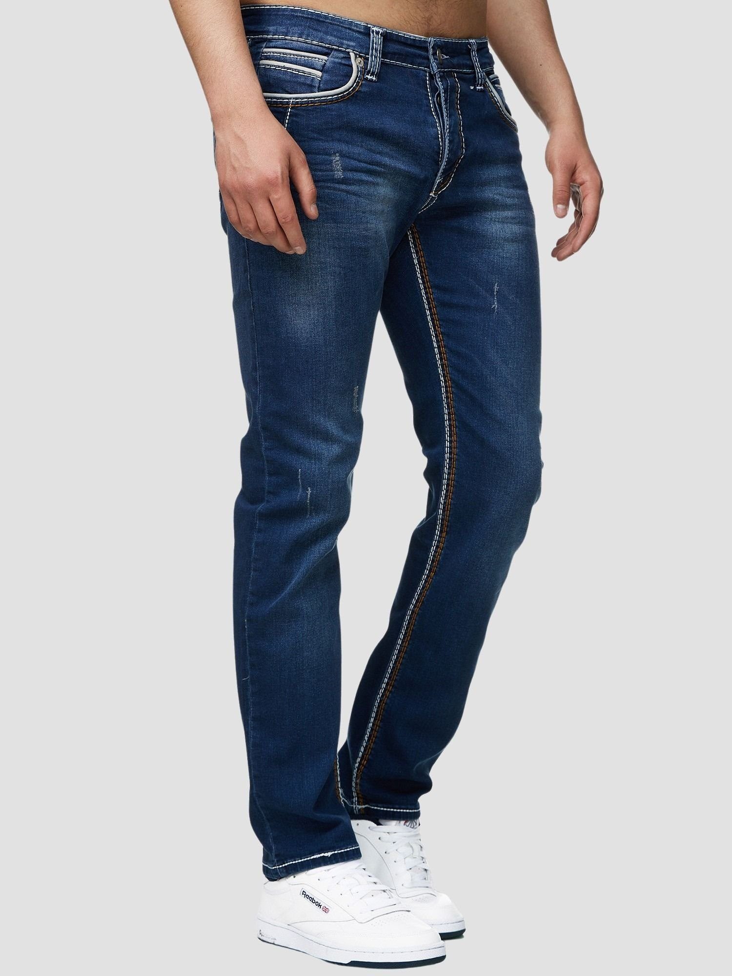 John Kayna Slim-fit-Jeans Herren Jeans Regular Fit Denim Jeanshose Herrenjeans Designer Herrenho (Jeanshose Designerjeans Bootcut, 1-tlg) Freizeit,Casual J-3211 Dark Blue