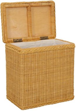Krines Home Wäschekorb Rattan Wäschebox mit Deckel Wäschetruhe Wäschekorb Wäschesammler, mit Inlett Korb zur Aufbewahrung