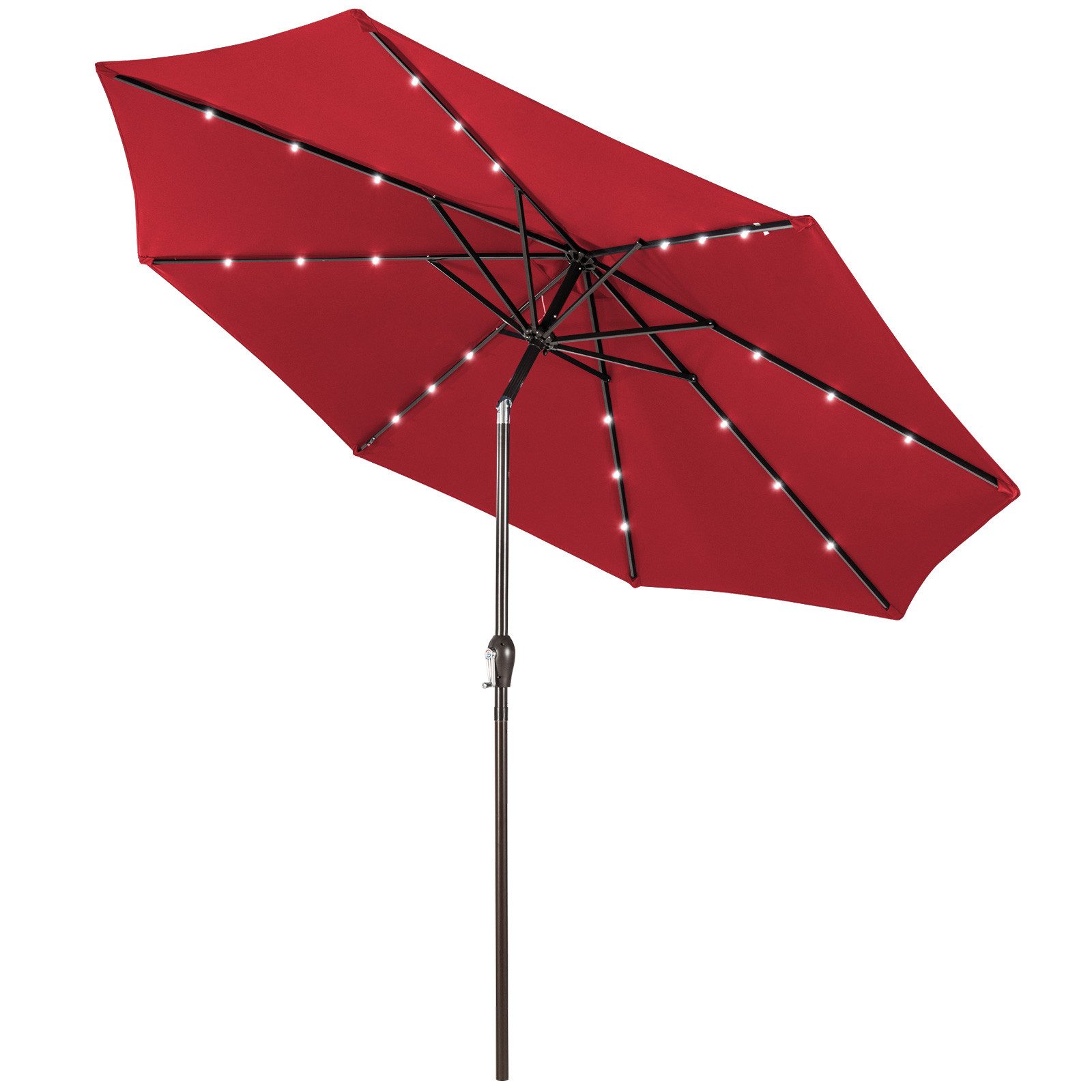 COSTWAY Sonnenschirm φ300 cm Gartenschirm, mit Solar LED Beleuchtung