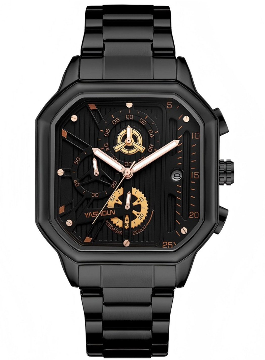 Quarzuhr Quarzuhr Armbanduhr Edelstahl Herrenuhr, Multifunktionsuhr Herrenuhr