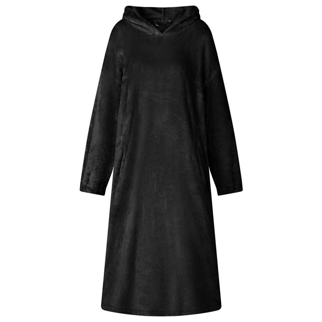 Wohndecke schwarz - L Decke mit Ärmeln Kuschel Wohndecke Decken-Hoodie Flanell, vidaXL