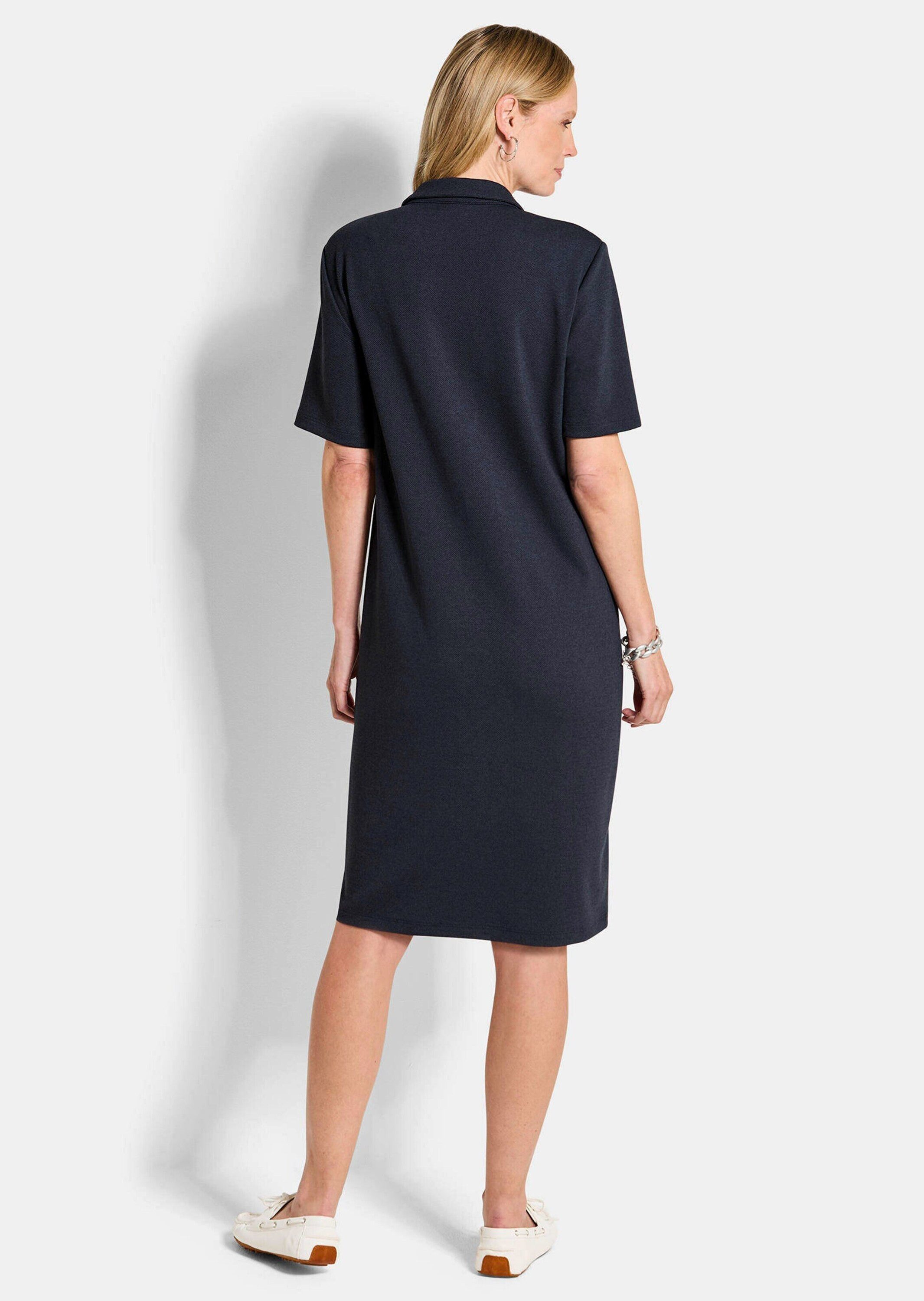 GOLDNER Jerseykleid Polokleid in maritimen Look Midikleid mit Hemdkragen, Knopfleiste, Taschen, Knielänge und Halbarm