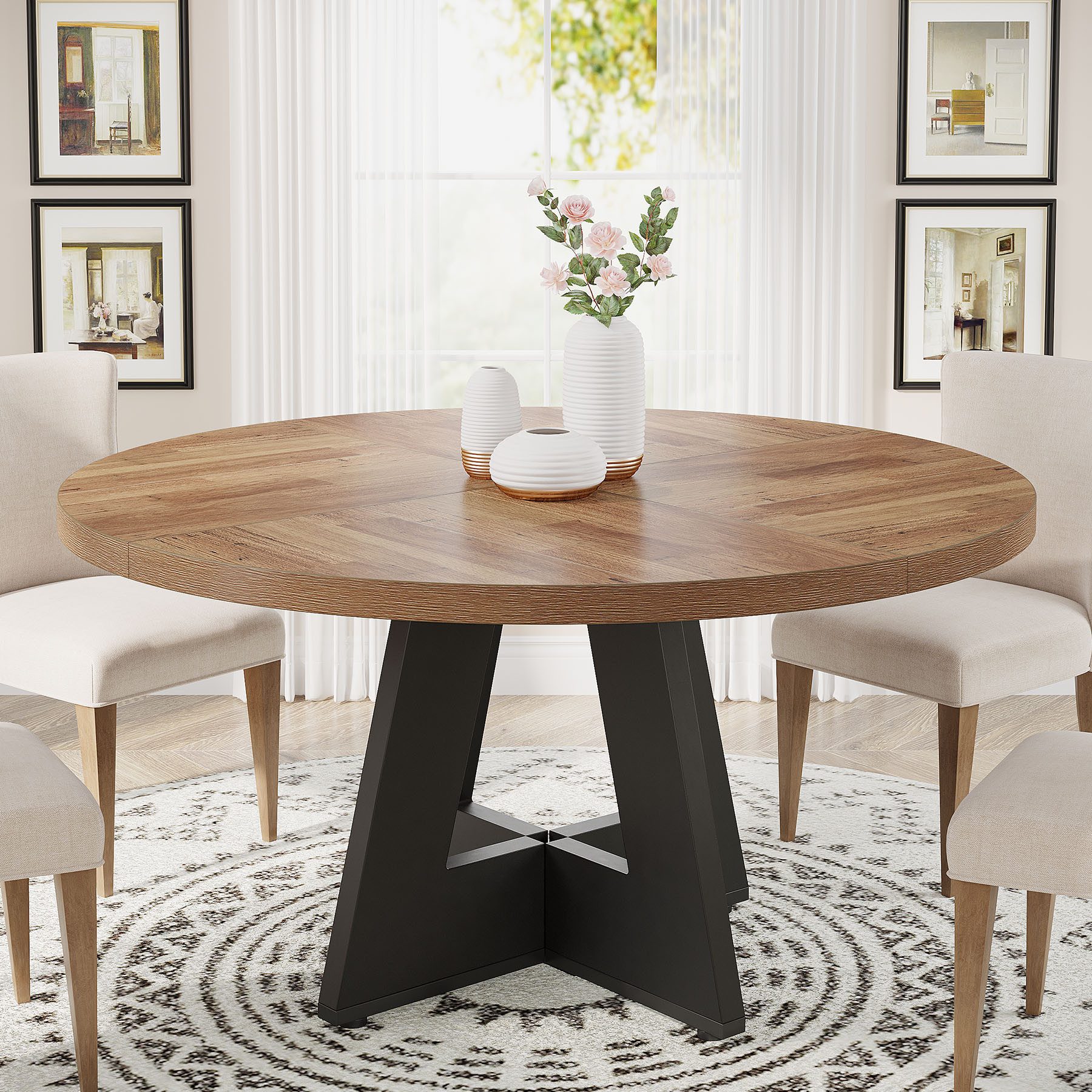 Tribesigns Esstisch Runder Esstisch, Küchentisch für Esszimmer Wohnzimmer, 120 cm