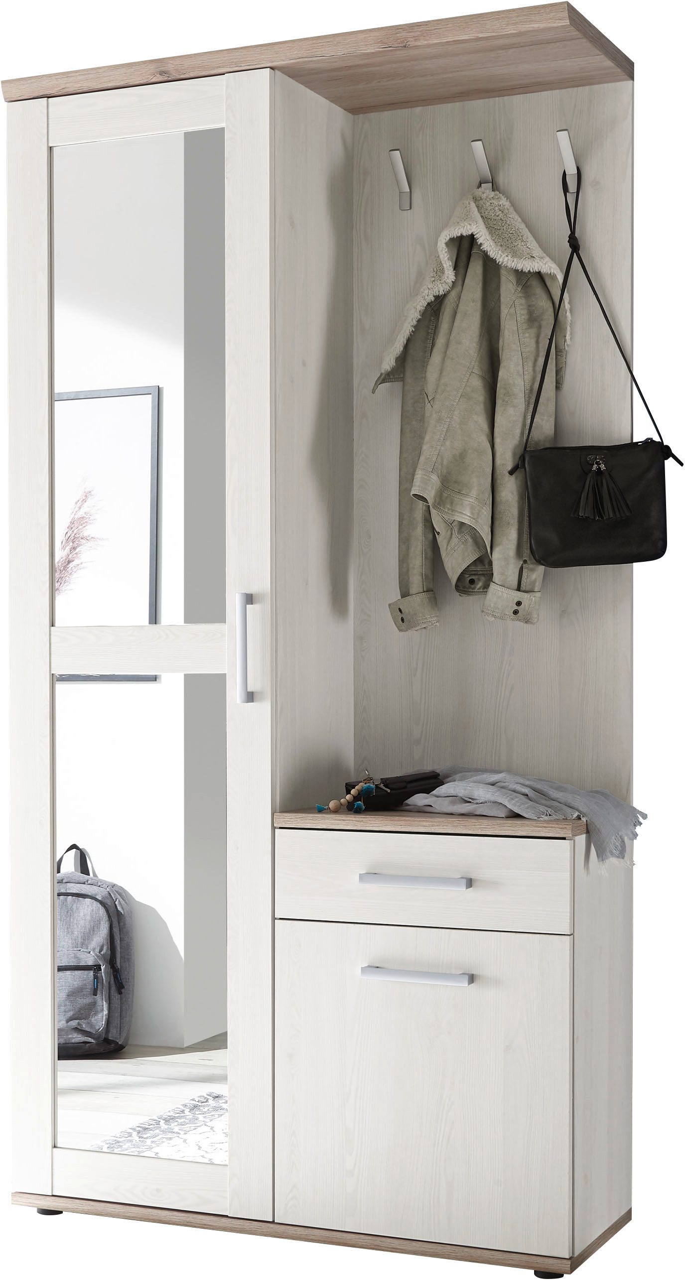 HBZ Kompaktgarderobe Romance (1-St) im Landhausstil, Garderobe mit Spiegel