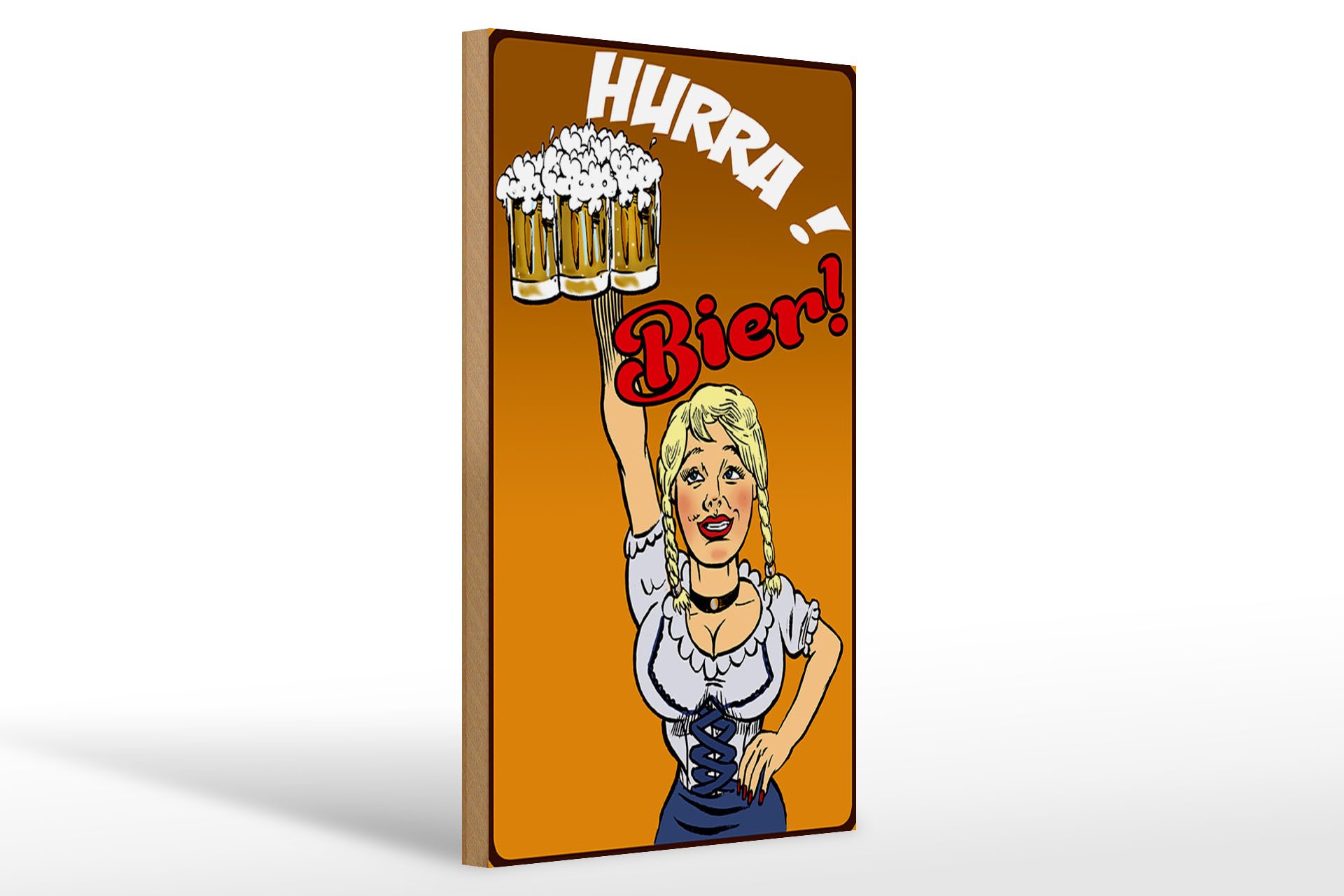 Holzbild Pinup 20x30cm Hurra! Bier