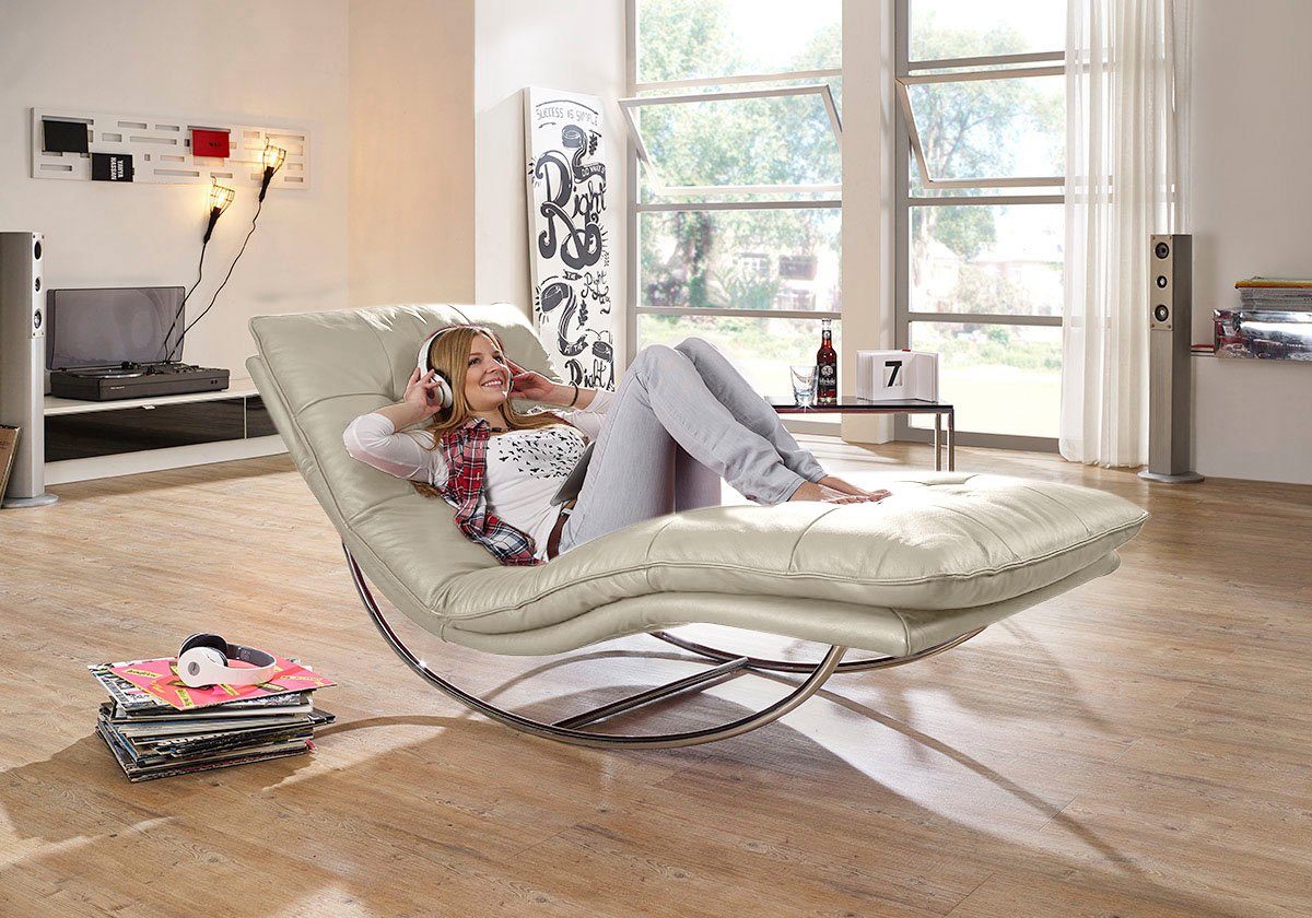 W.SCHILLIG Relaxliege daily dreams, in Waffelkissen-Optik, Schaukelgestell Chrom glänzend, in 2 Breiten