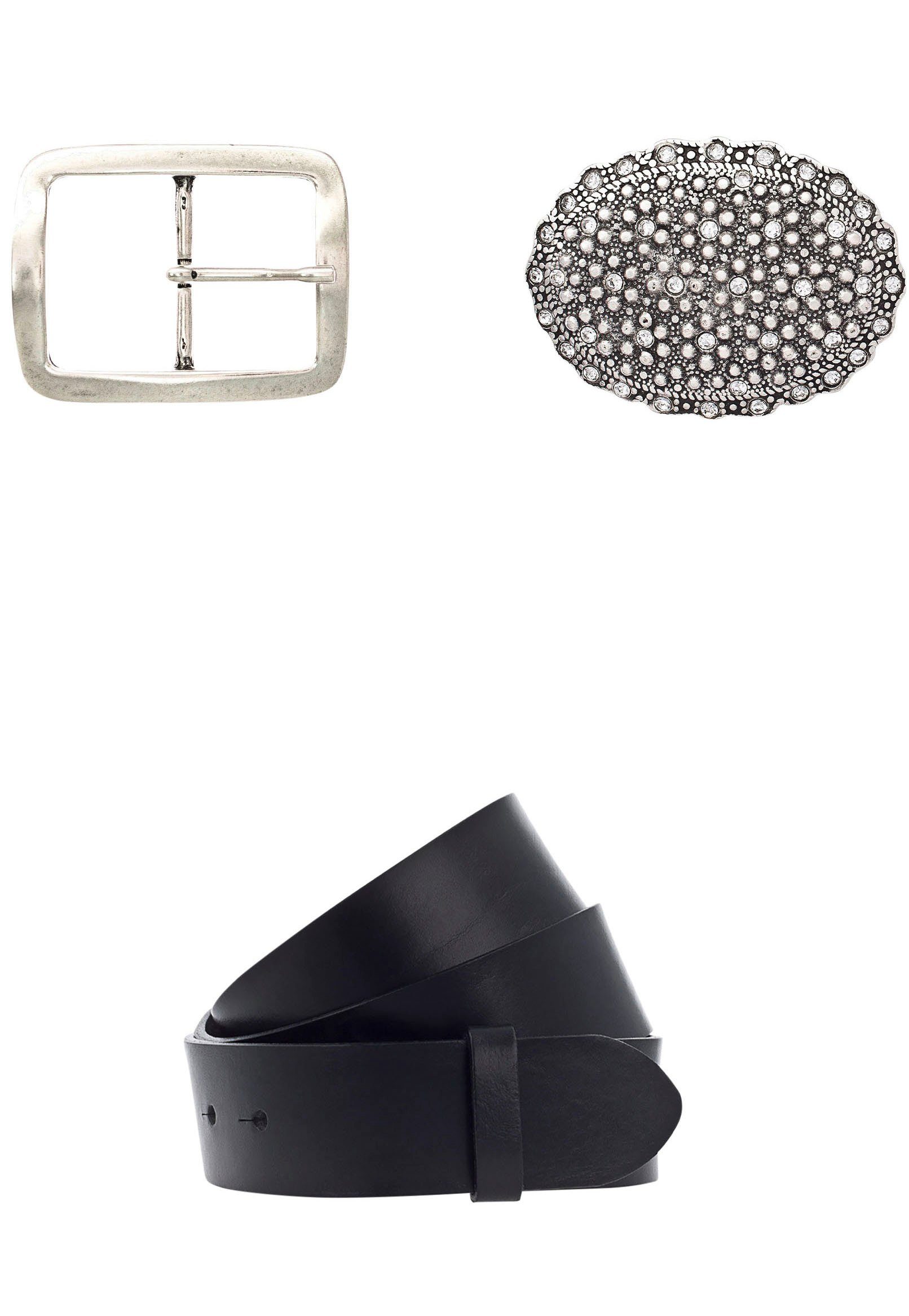 Vanzetti Ledergürtel (Set) mit auswechselbaren Schließen schwarz