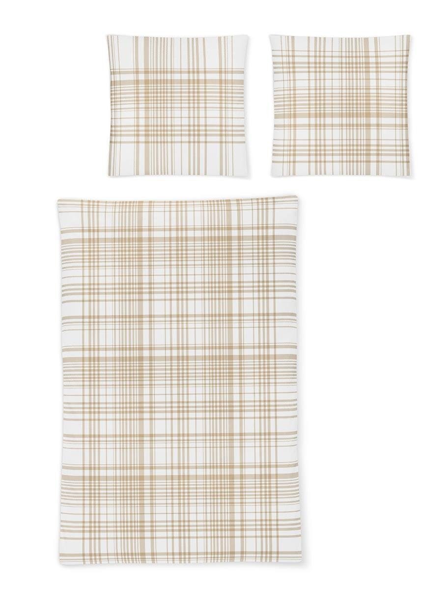 Irisette Bettwäsche Irisette EOS Mako-Satin Bettwäsche 155x220 Edel Karo gold weiß 8008-40, Mako-Satin, 2 teilig
