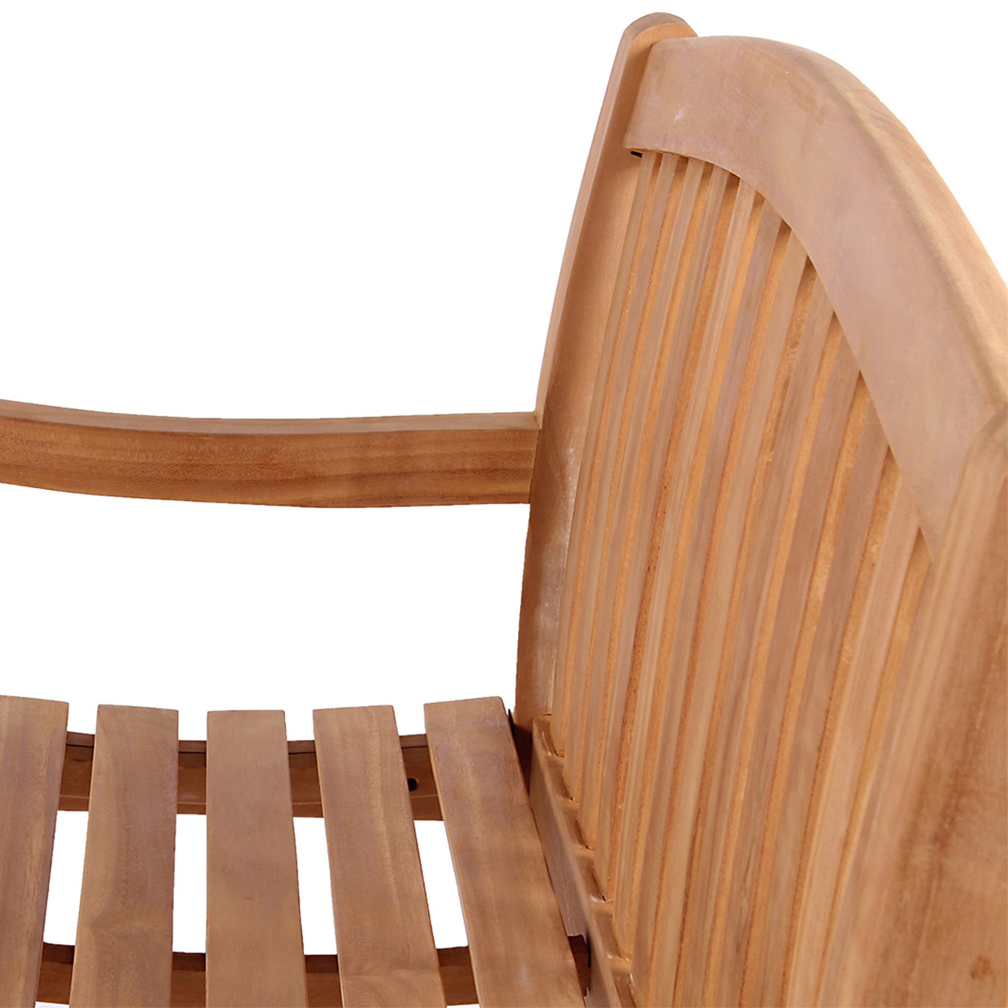 bene living Gartenbank Swindon 120 cm - Teakholz, geschwungende Armlehnen - Rückenlehnen in Sprossenoptik