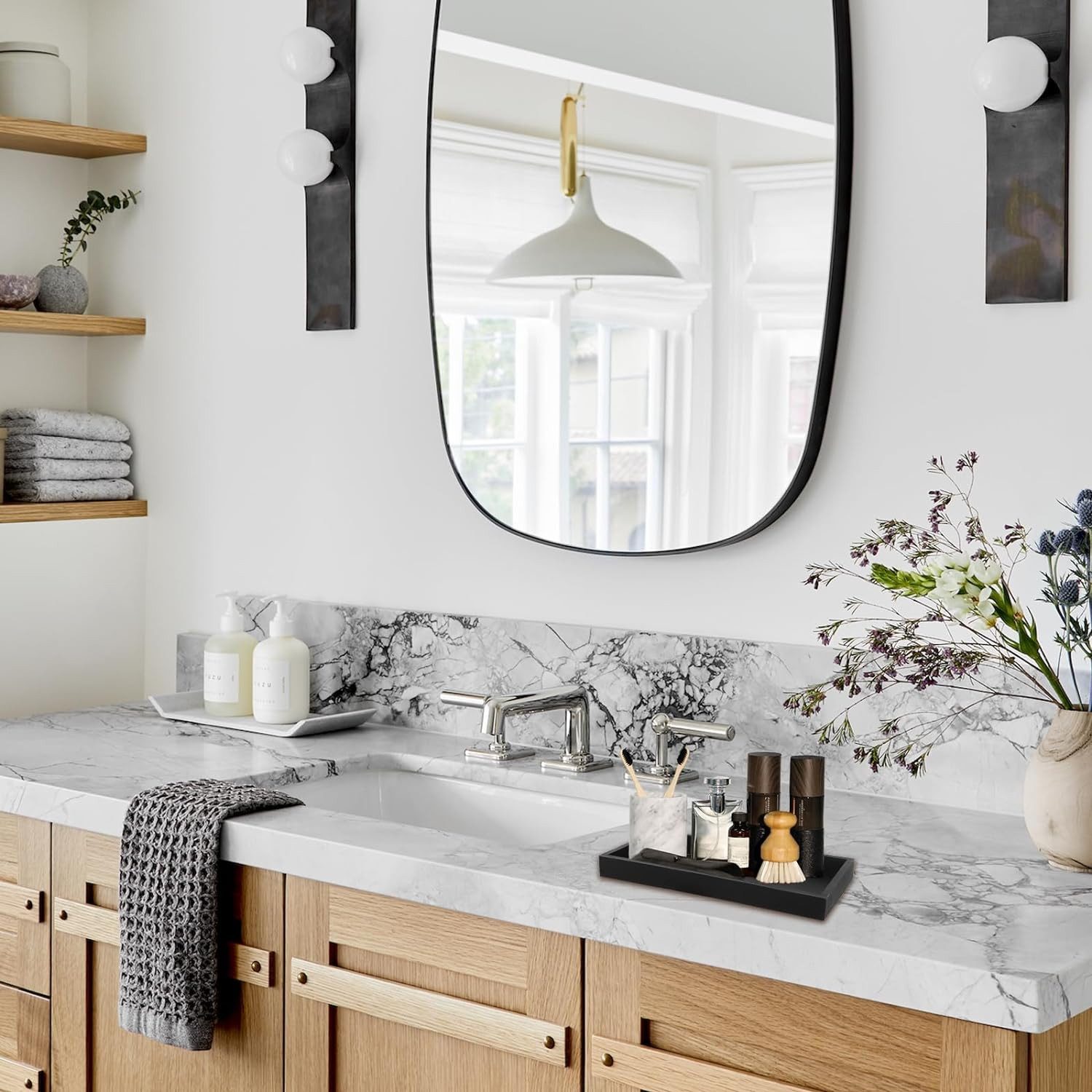 Agger Dekotablett Silikon Dekotablett Badezimmer – Rutschfestes Ablagetablett (1 St), für Waschbecken, Badewanne & Küche, Aufbewahrungstablett