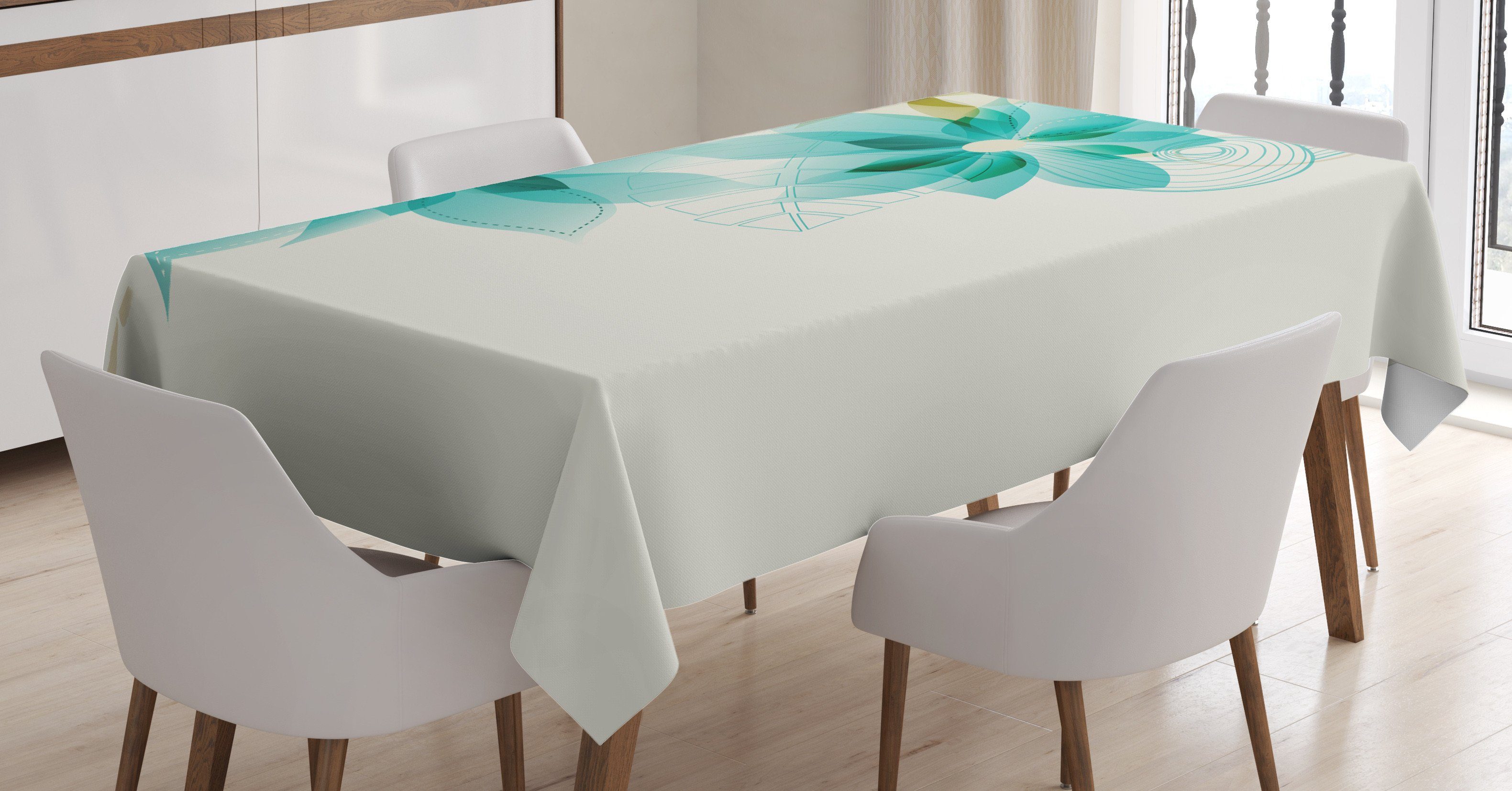 Klare Tischdecke Für Teal Außen Elemente den florale Bereich Jahrgang Waschbar Farben, Abakuhaus Farbfest geeignet