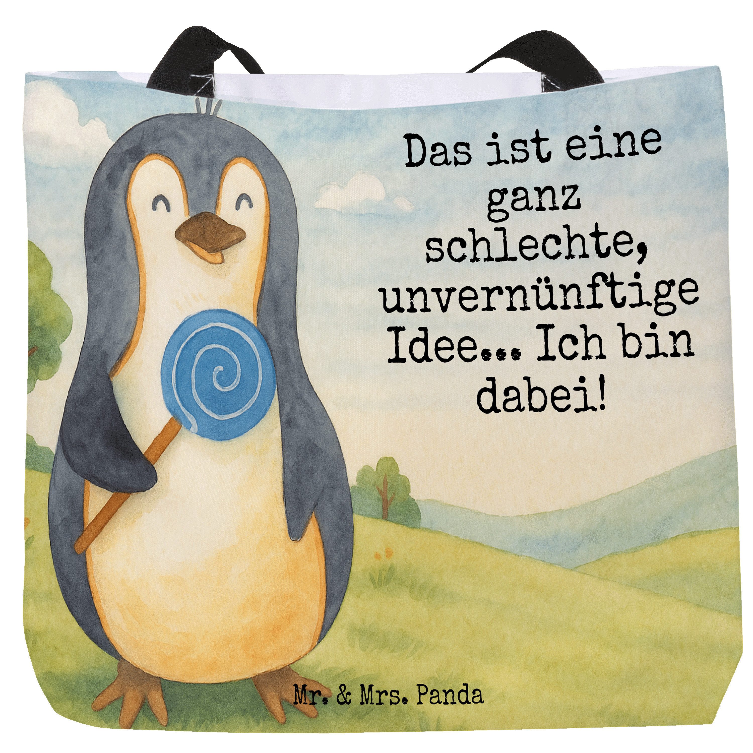 Shopper Pinguin Lolli Design, Schultasche, Weiß, Pinguine, Einkaufstasche, To