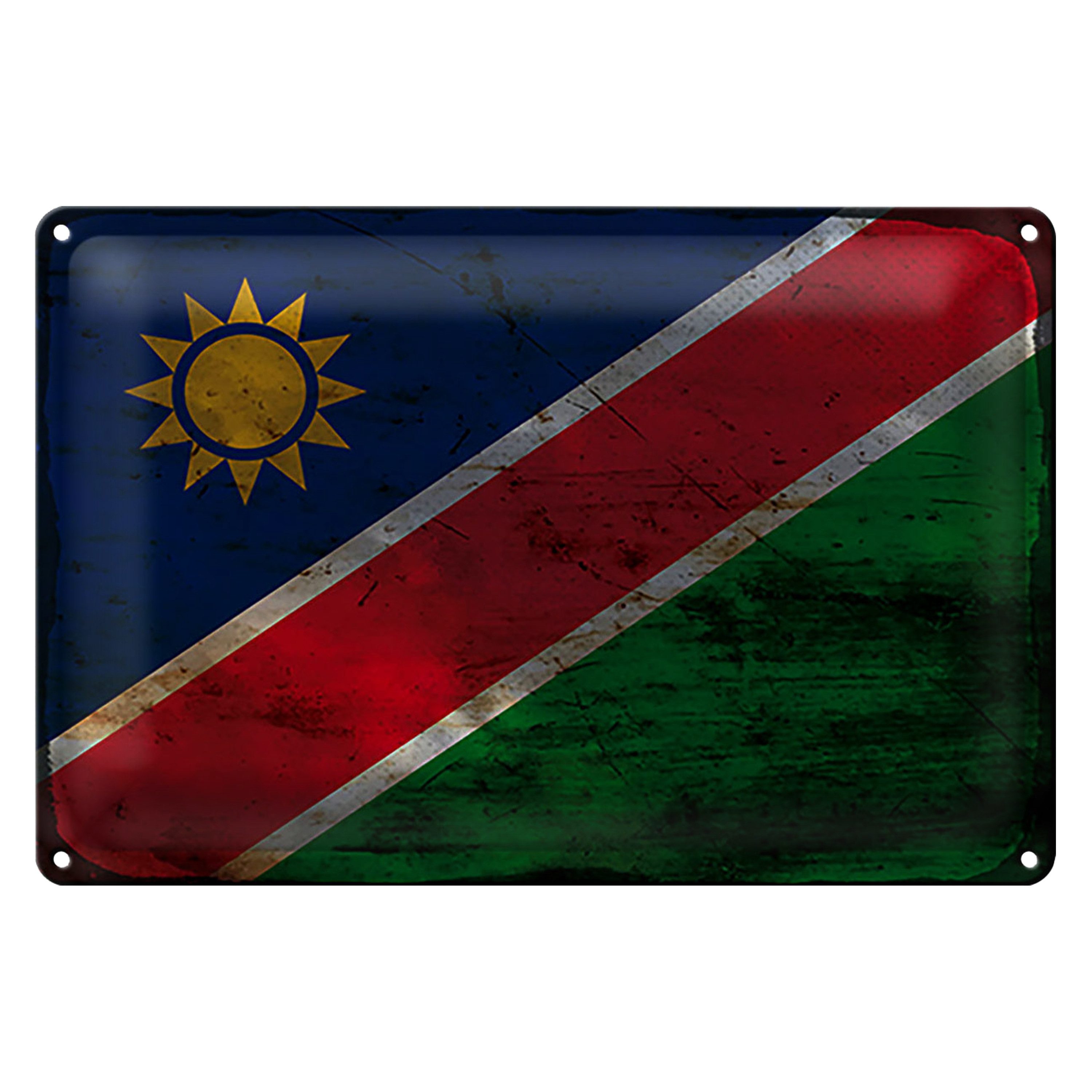 Roomando Metallschild Blechschild Flagge Namibia 30x20cm Flag of Namibia Rost