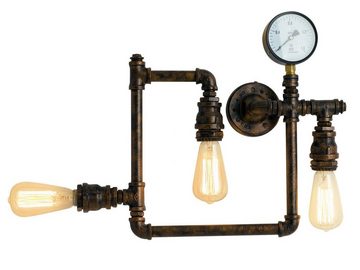 LUCE Design LED Wandleuchte, LED wechselbar, warmweiß, innen, ausgefallene Treppenhaus Industrial Rohr Lampe flach Rost, 46cm