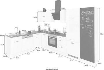 HELD MÖBEL Küchenzeile Trier, mit E-Geräten, Stellbreite 220/330 cm