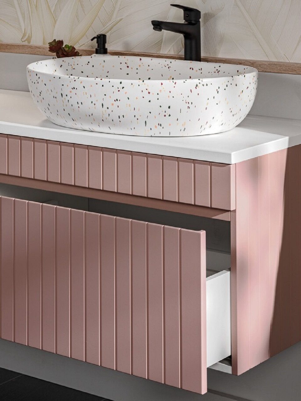 ROYAL24_MARKT Waschbeckenunterschrank - Iconic Rose I BM229 - Waschbeckenunterschrank 60 cm mit 1 Schublade (Waschbeckenunterschrank, 2-St., Premium - Iconic Rose I) Modern – Fein – Exzellent