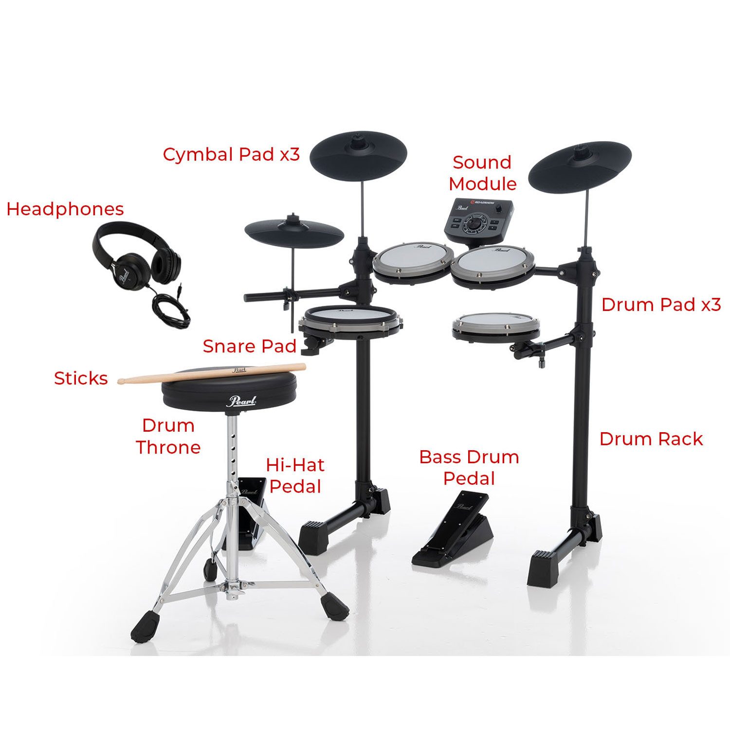 Pearl Drums E-Drum Pearl E-Drum ERS-1000 eRoadshow Schlagzeug Set mit Zubehör,Set, 1-St., E-Drum, E-Drum Schlagzeug Set mit Zubehör