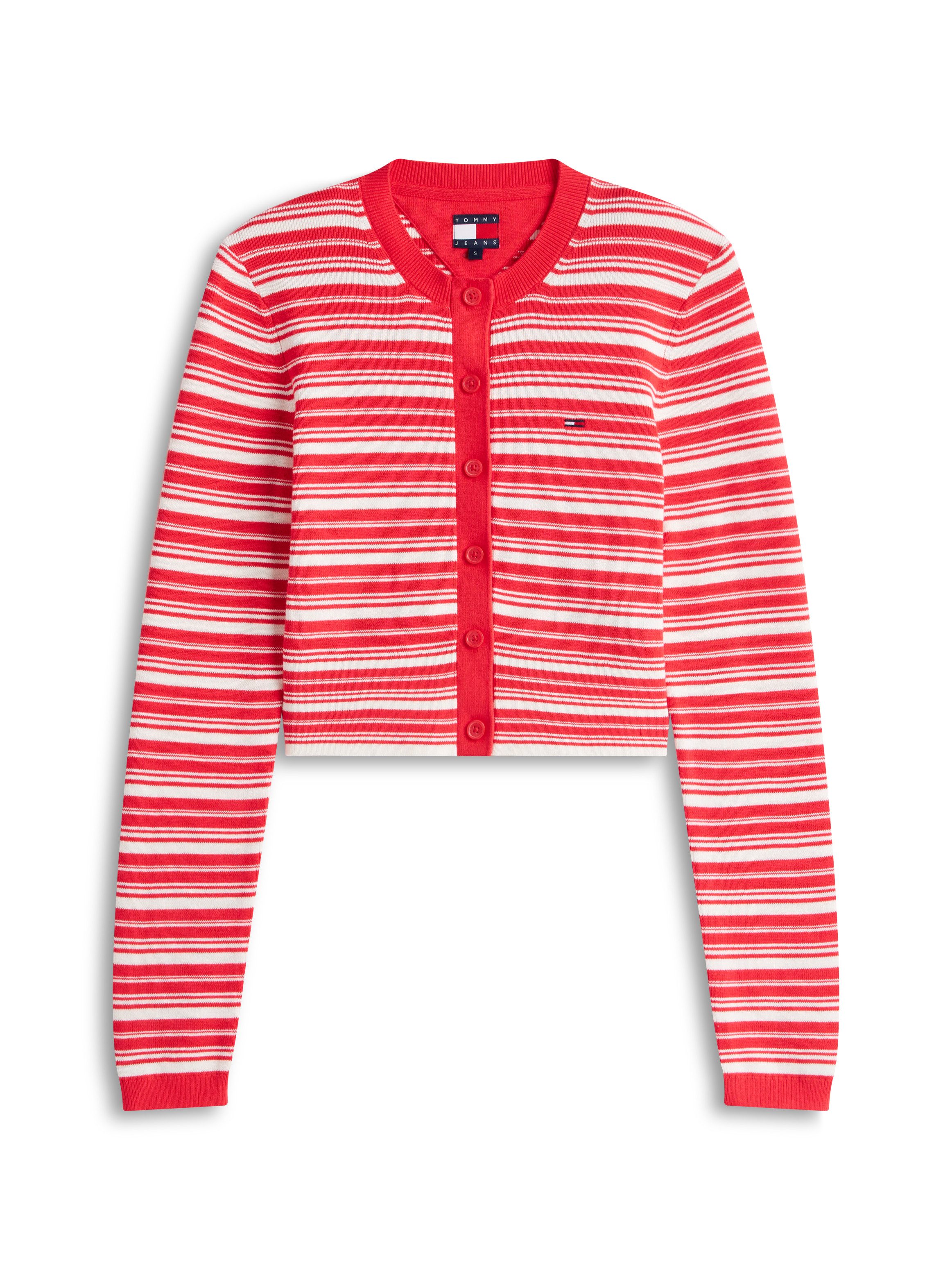 Tommy Jeans Strickjacke TJW CREW NECK STRIPE CARDI EXT reine Baumwolle, Streifen Look – Bild 4 von 5