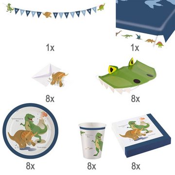 Amscan Papierdekoration Dinosaurier Party-Set T-Rex Dino Geburtstag Tisch-Deko 54 Teile
