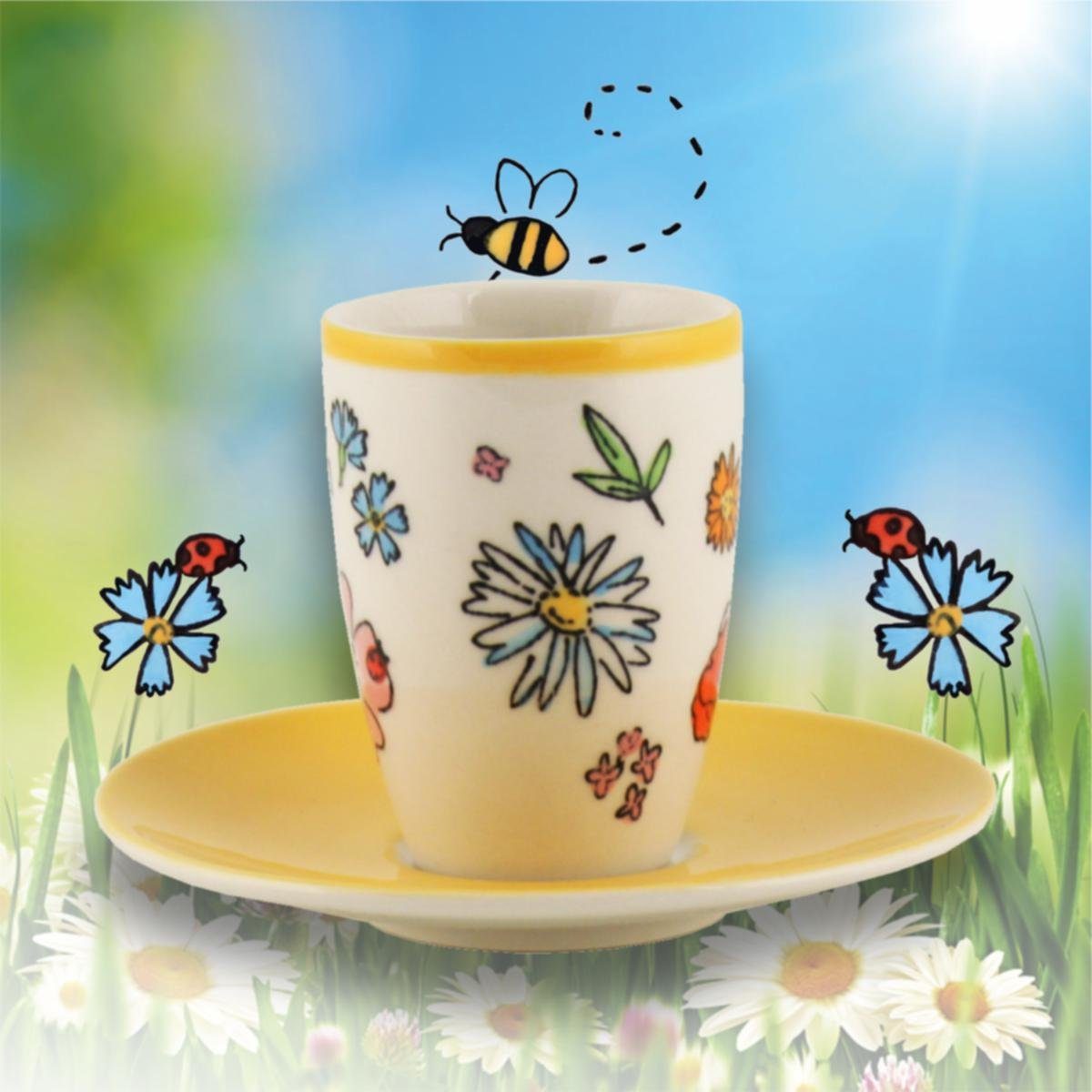 Espresso-Tasse Keramik Mila Mila mit Lovely Untere Flowers, Keramik Espressotasse