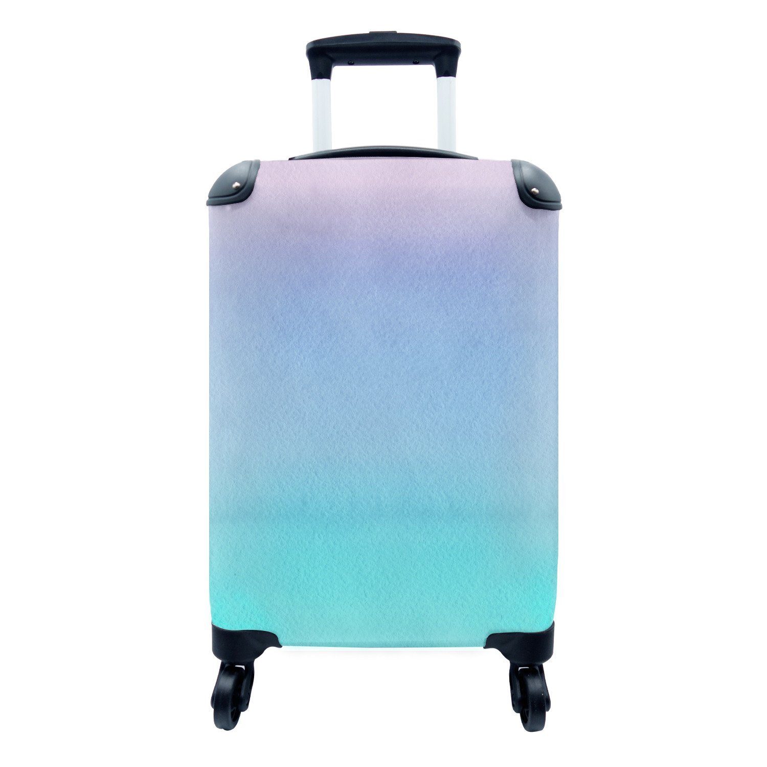 MuchoWow Handgepäckkoffer Aquarell - Lila - Türkis, 4 Rollen, Reisetasche mit rollen, Handgepäck für Ferien, Trolley, Reisekoffer