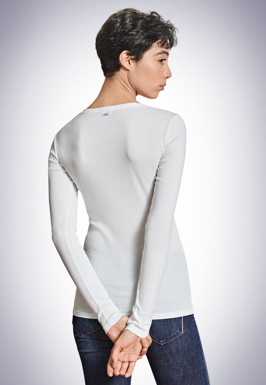 White REVIVAL Longshirt mit reiner Baumwoll-Qualität SCHIESSER In Berta Rund-Hals-Ausschnitt