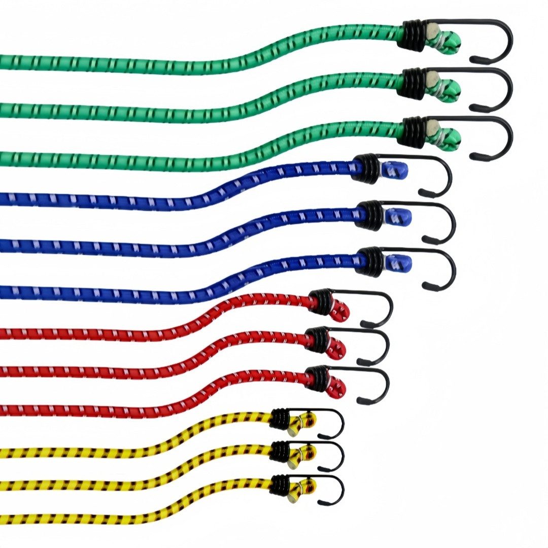 FOUORTUNATE-BEE Spanngurt Spanngurte Set 12 tlg mit Haken Gepäckspanner elastisch (12-St) Gepäckspanner Set 12 tlg 4 Längen mit Haken für Fahrrad Auto
