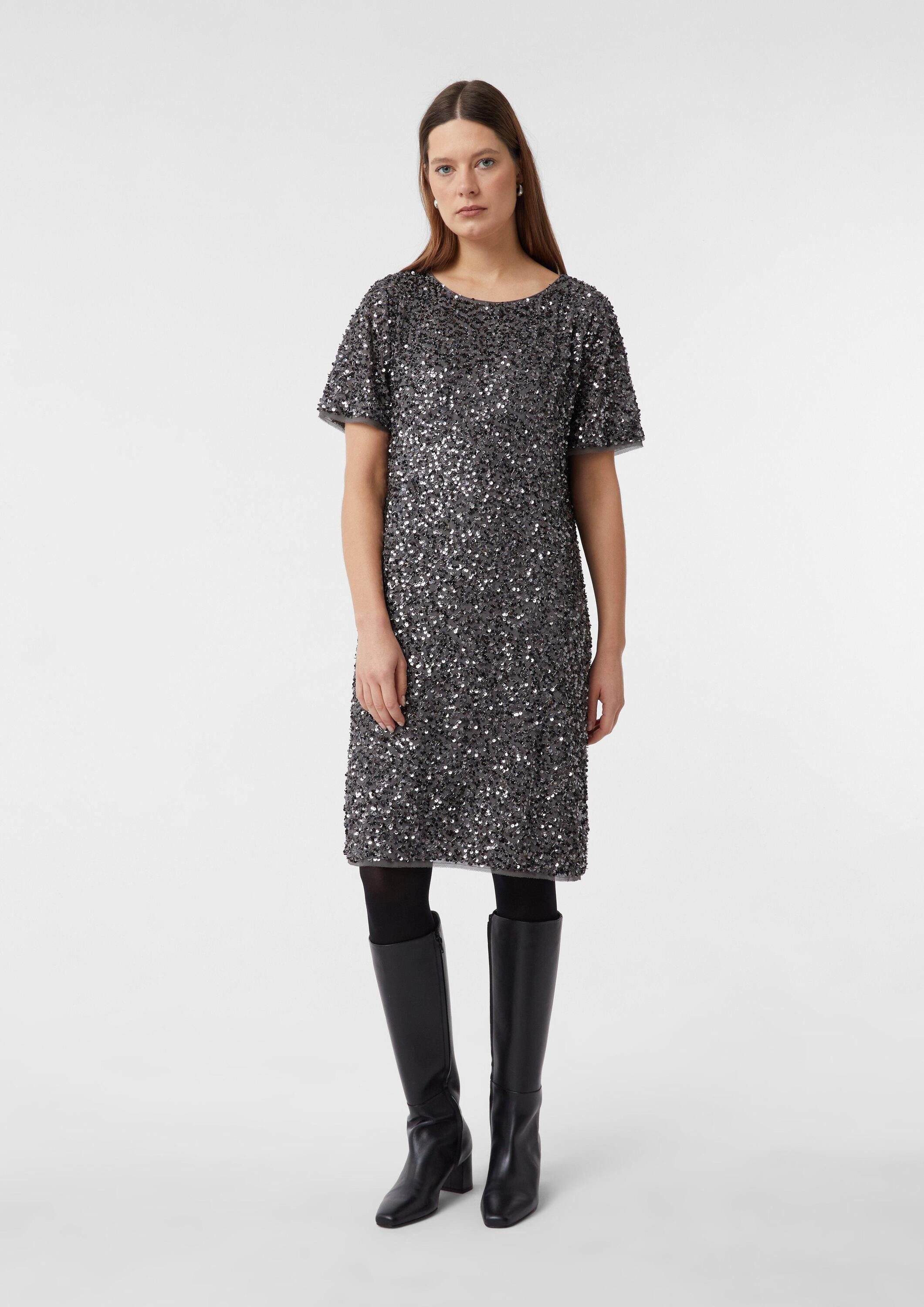 comma Minikleid Kleid Lockeres Paillettenkleid