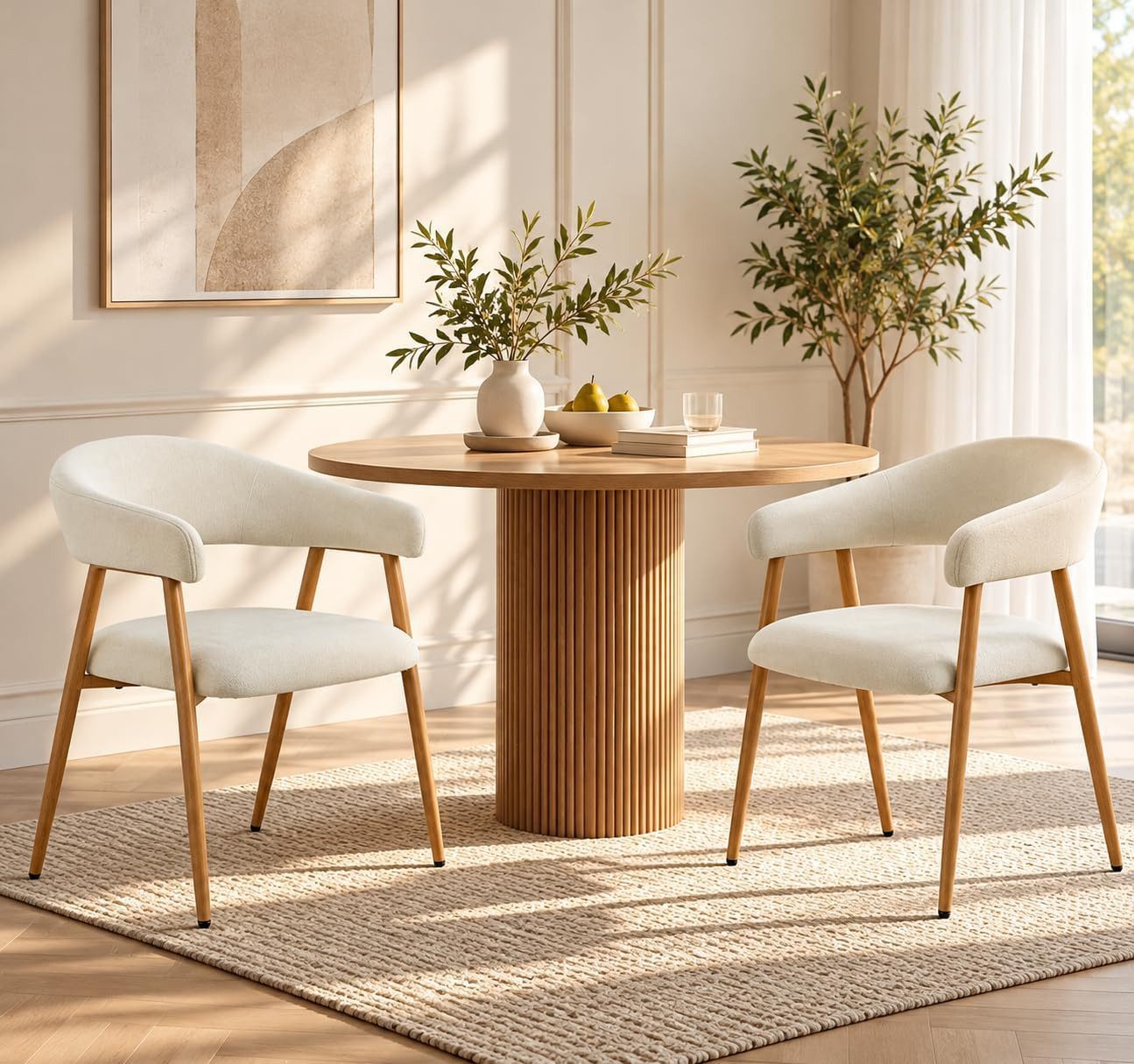 TLGREEN Esszimmerstuhl Küchenstuhl mit geschwungener Rückenlehne & Armlehnen,Metallbeine, (2 St), 120 kg Belastbarkeit  für die Esszimmer Küche Esstisch Restaurant