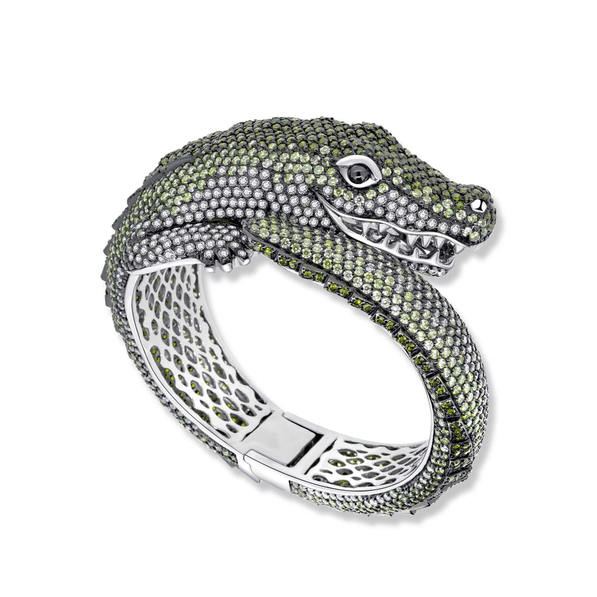 Seinerzeit FLORA & FAUNA Silberarmband Charles Krokodil Armreif (1-tlg), Material: 925 Sterling Silber, rhodiniert, geschwärzt