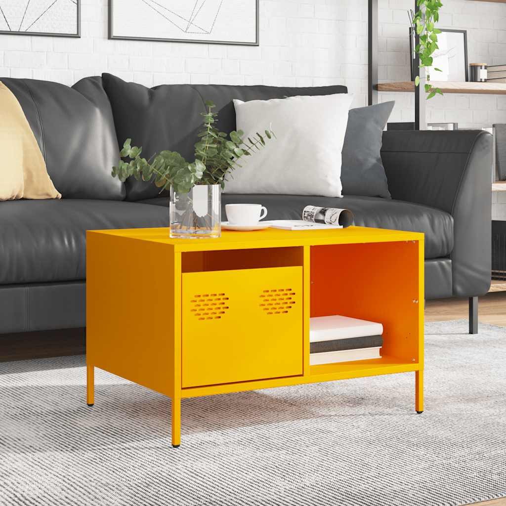 vidaXL Couchtisch Couchtisch Senfgelb 68,5x50x43,5 cm Kaltgewalzter Stahl (1-St)