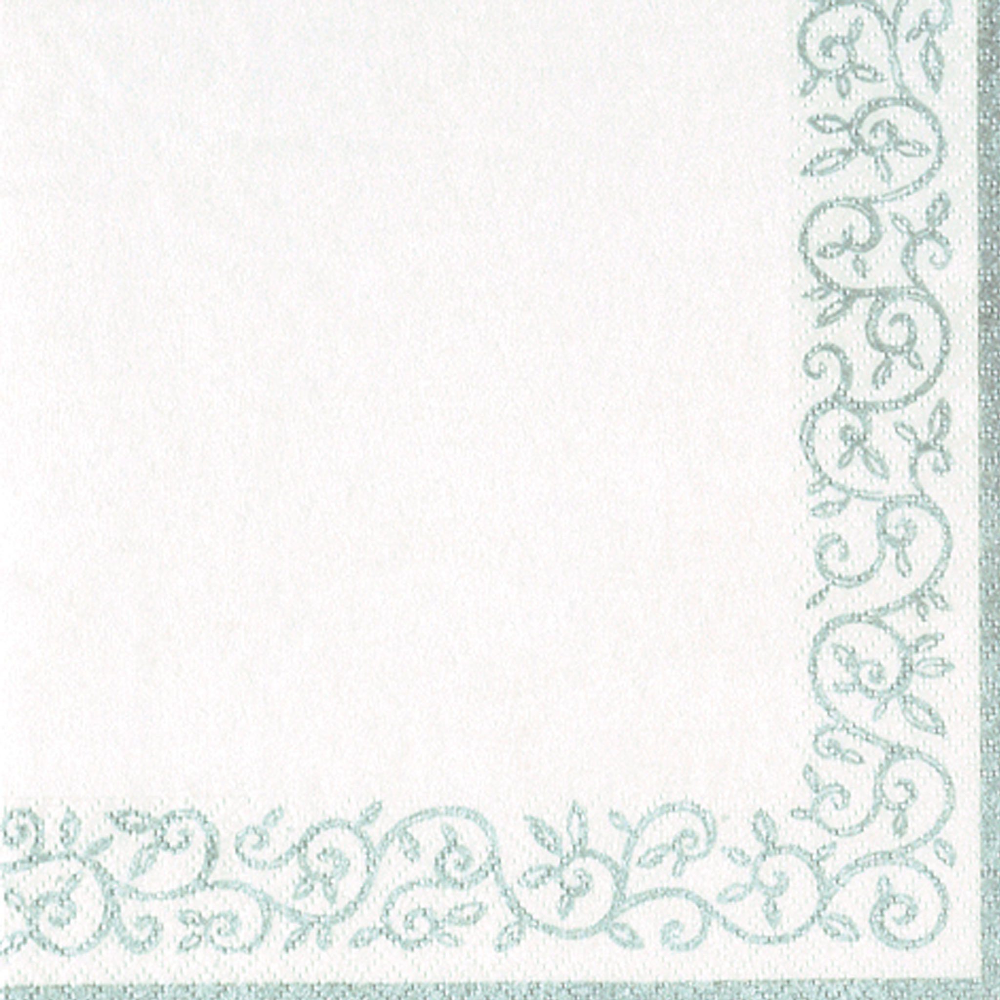 ti-flair Papierserviette, Servietten Papier 33x33cm Ornament Rand geprägt 20 Stück Weiß / Silber