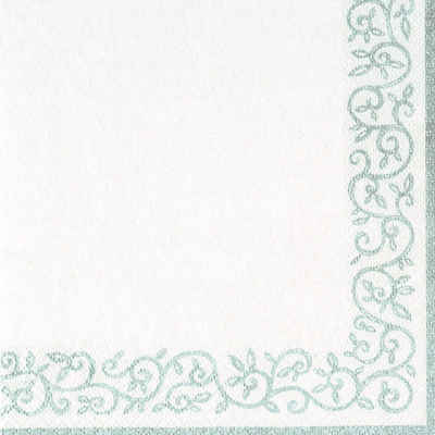 ti-flair Papierserviette, Servietten Papier 33x33cm Ornament Rand geprägt 20 Stück Weiß / Silber