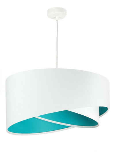 Licht-Erlebnisse Pendelleuchte BRANDO, ohne Leuchtmittel, Weiße Hängelampe Türkis Stoffschirm modern Wohnzimmer Esstisch Lampe