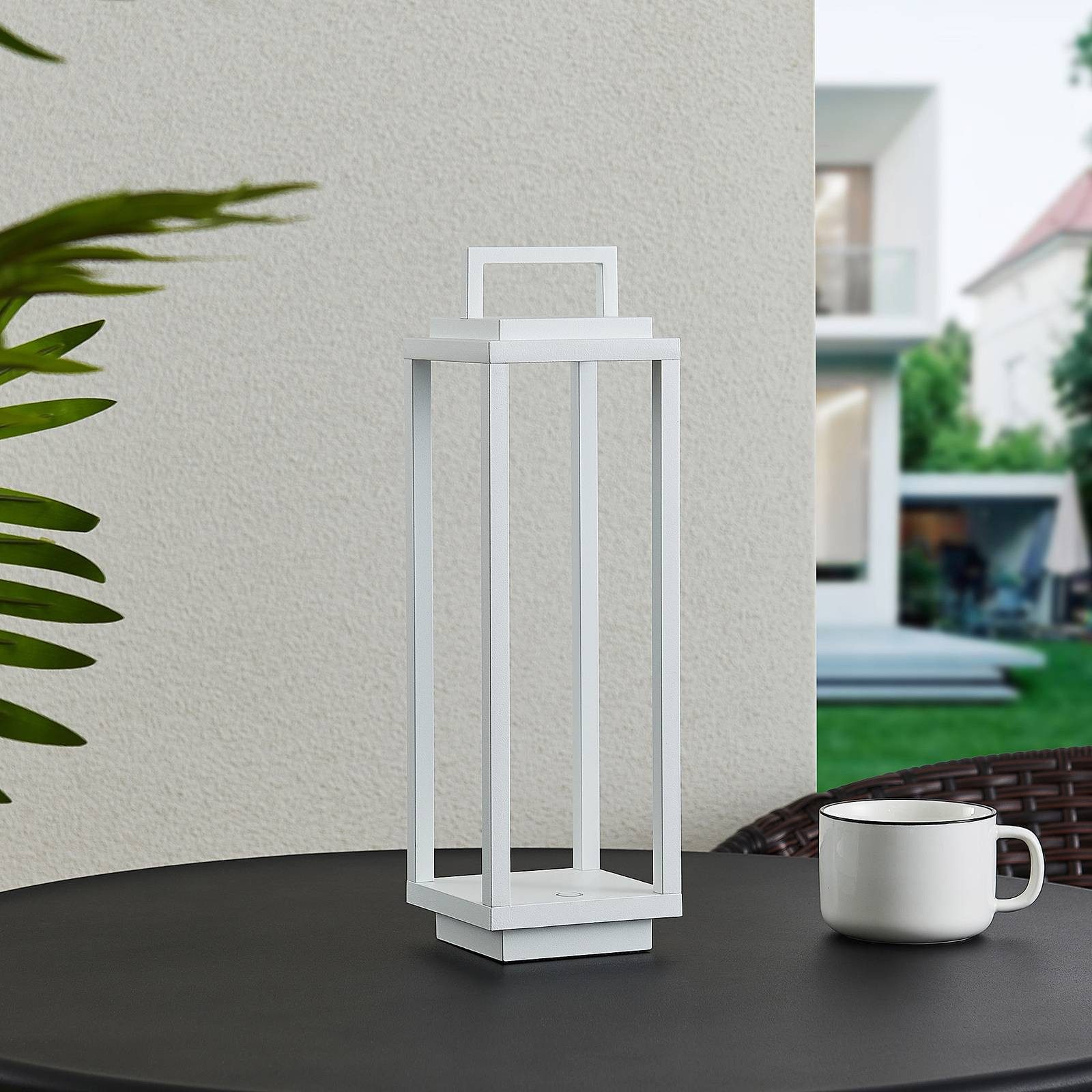 Lucande Außen-Tischleuchte Mirina, LED, Metall, Weiß warmweiß IP54, LED - 2,2 W gesamt, warmweiß