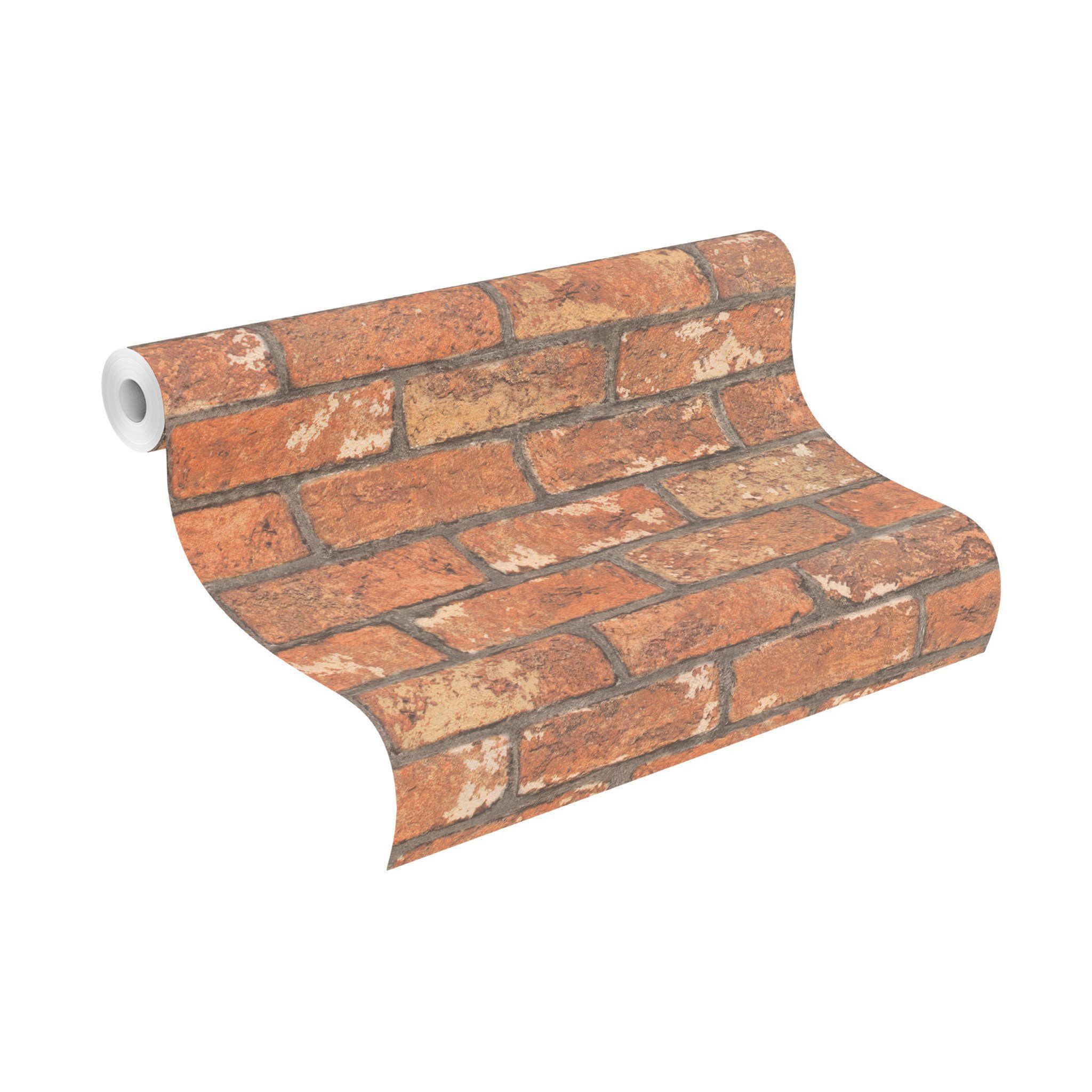 Rasch Papiertapete Papiertapete mit Steinoptik in Rot, glatt, 3D-Optik, Ste günstig online kaufen