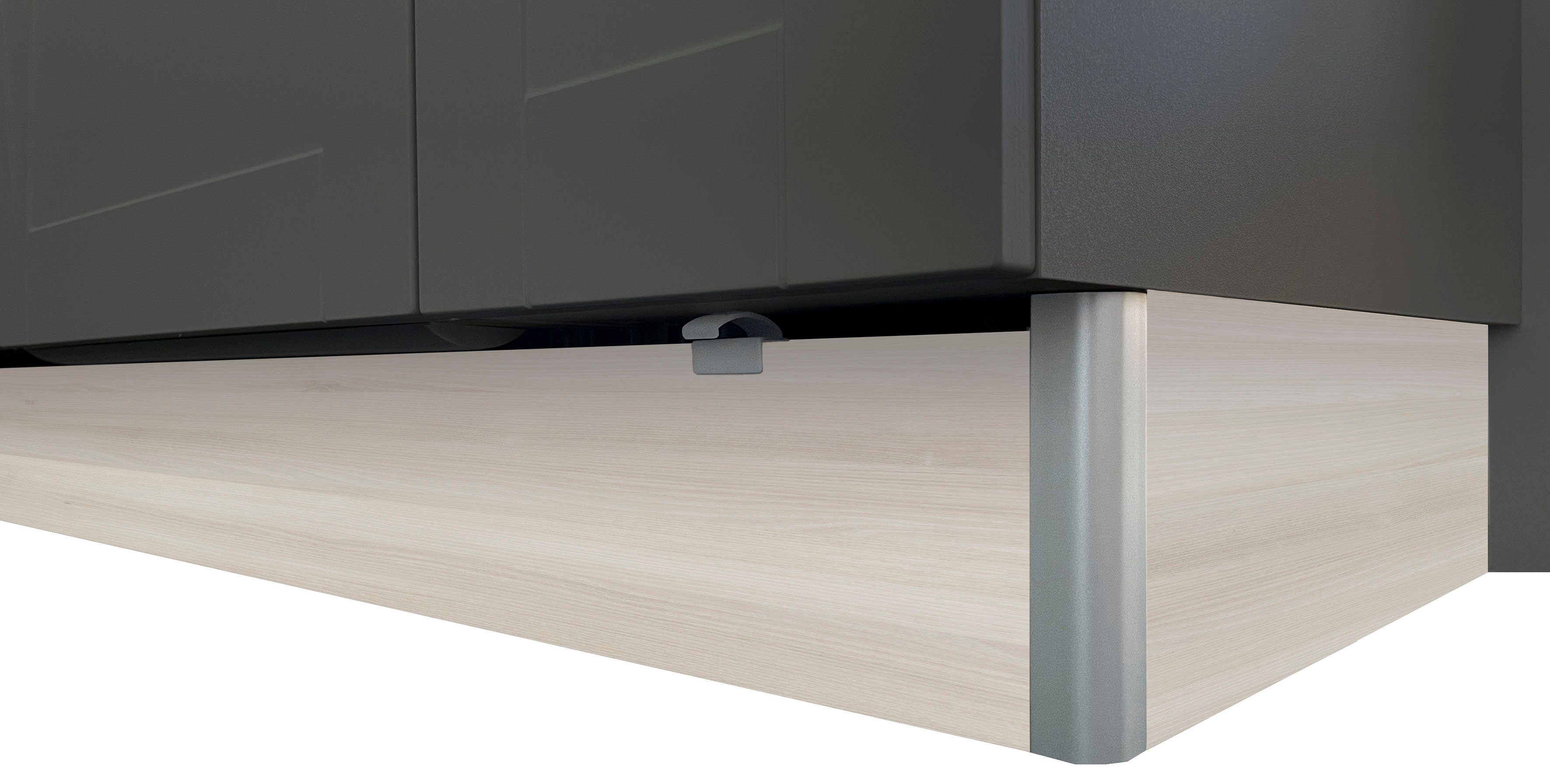 E-Geräten Küchenzeile cm, gedämpfte grau wahlweise Türen, Hochglanz Breite grau Bern, | Hochglanz/akazie-akazie OPTIFIT grau 270 mit |