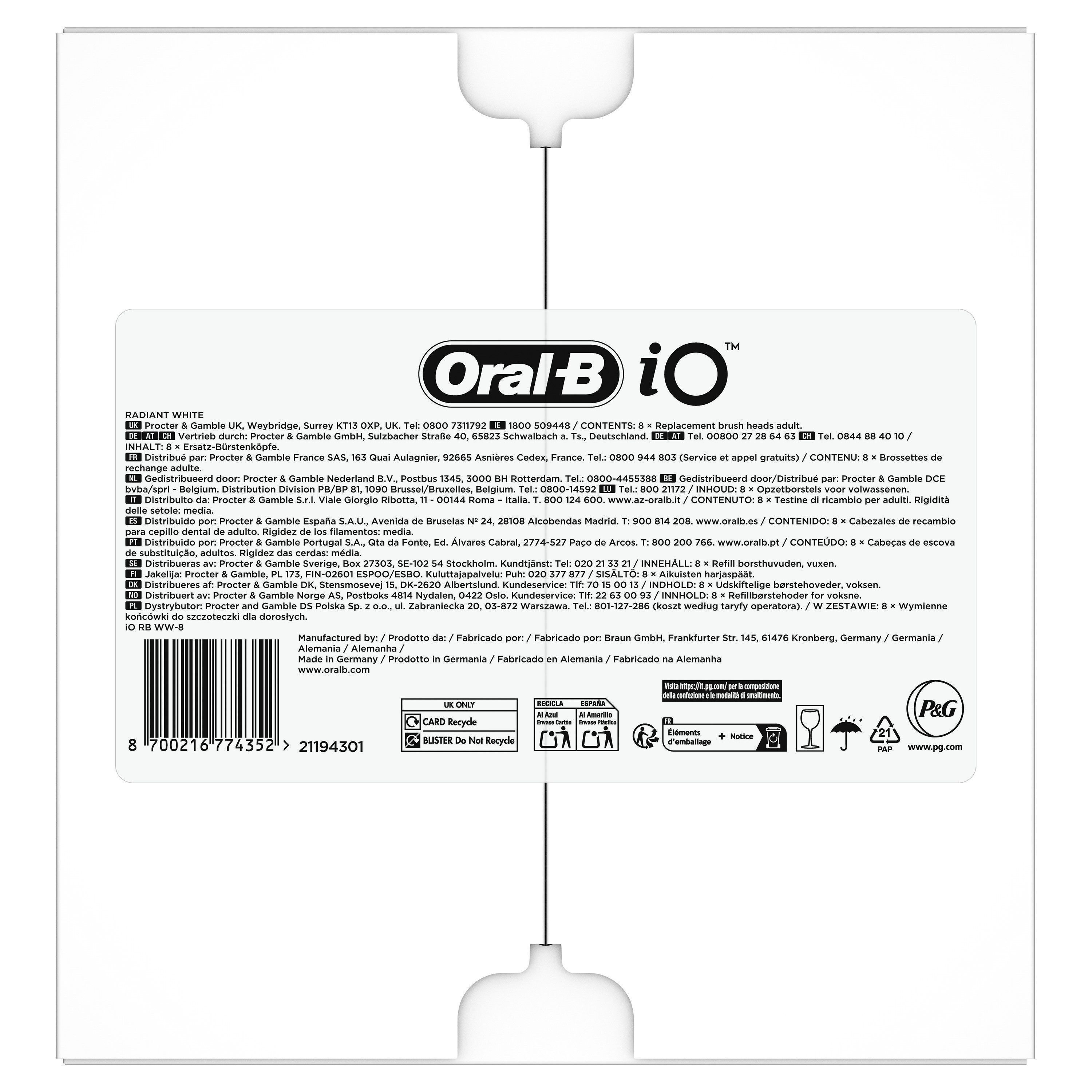 Oral-B Aufsteckbürsten Oral-B iO Strahlendes Weiss, fortschrittliche Plaque-Entfernung, Poliereinsätze zur Zahnaufhellung