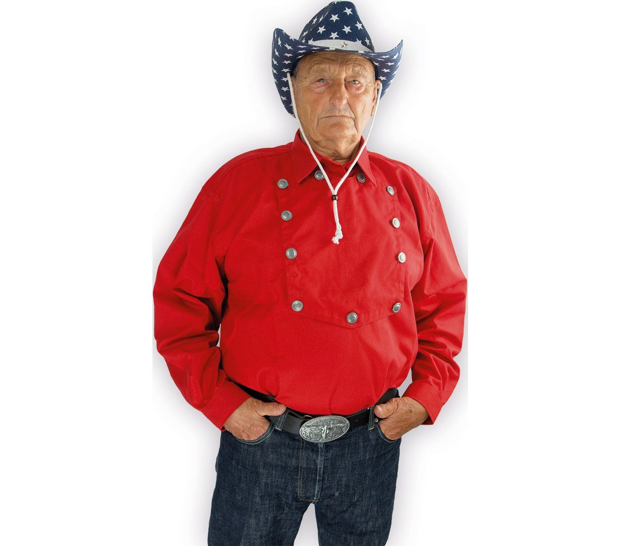 Running Bear Kostüm Rotes Country Westernhemd Gr. S - 3XL John Wayne von  Running Bear - Cowboyhemd