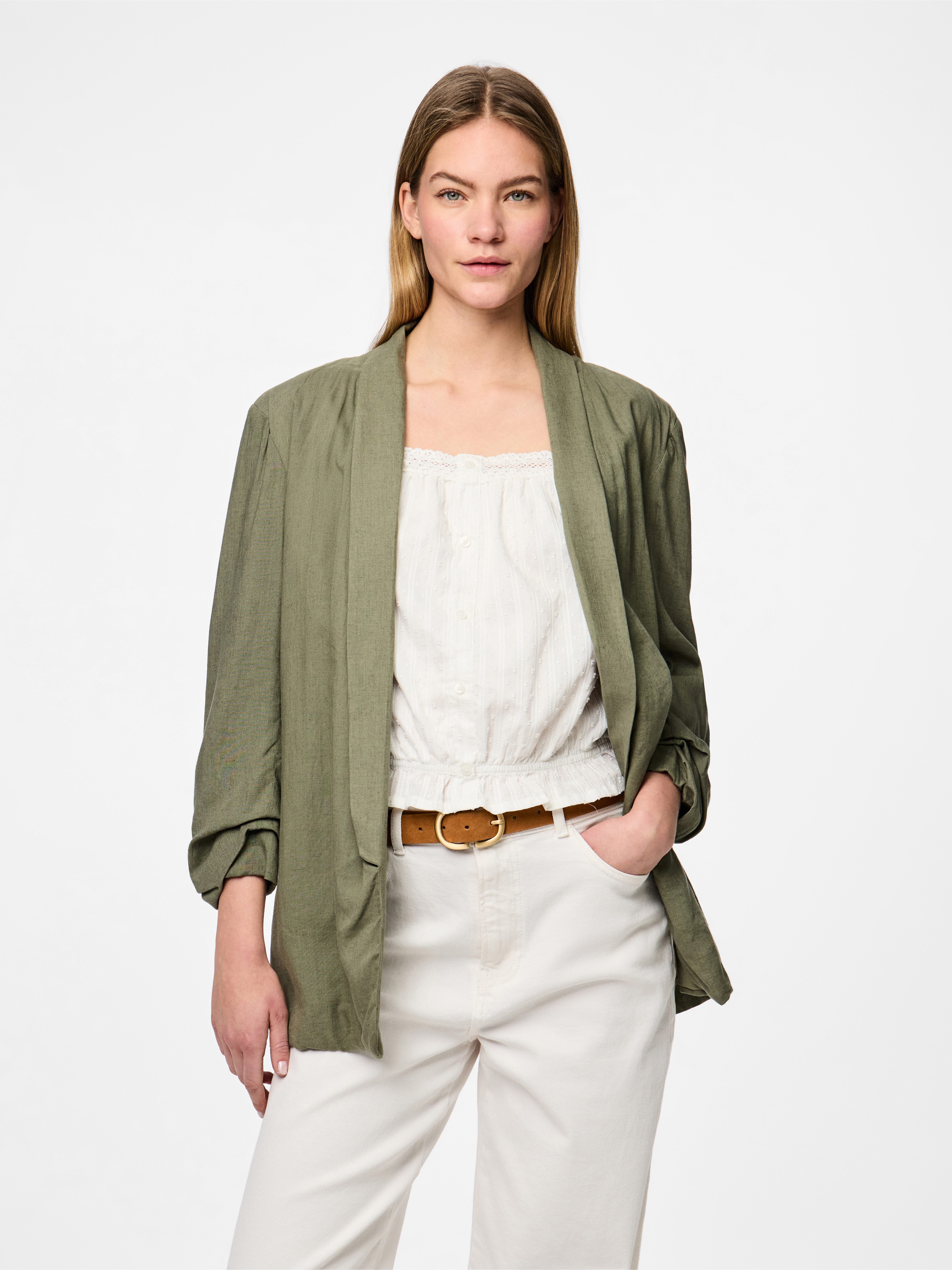 pieces Longblazer PCPIA BOSELLA BLAZER WVN NOOS mit Leinen günstig online kaufen